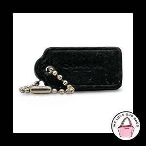 1.5" Small COACH NEW YORK Black Smooth Leather Key Bag Charm Keychain Hang Tag